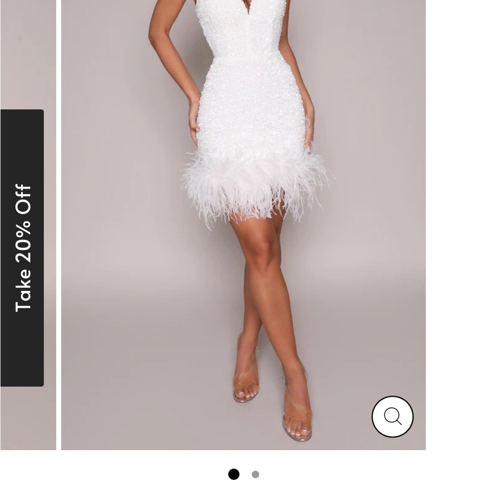 Chic White Feathered Mini Dress